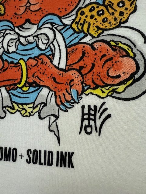 waterbased print on white tee